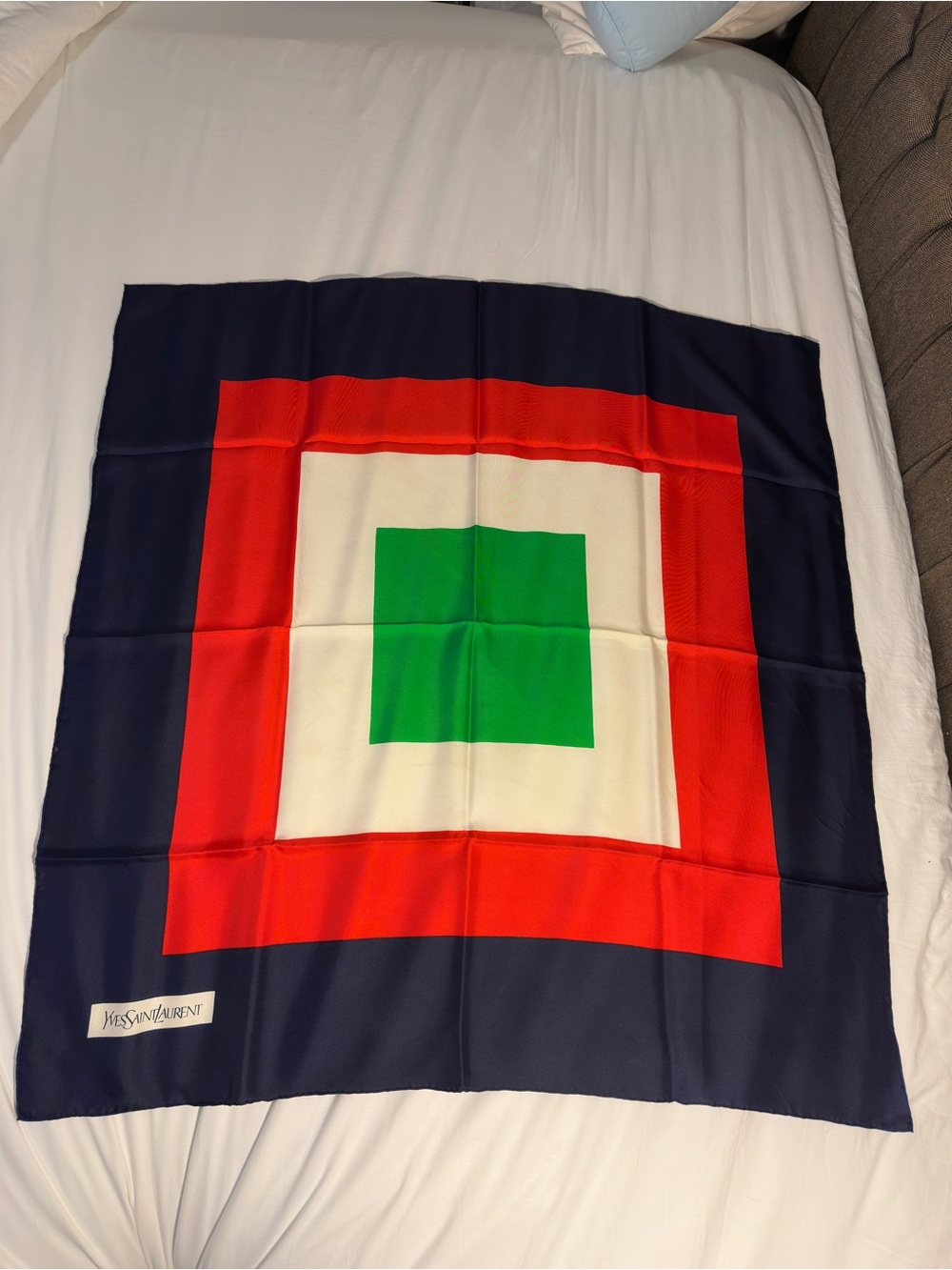 Vintage Yves Saint Laurent YSL 100% Silk 35x35 Geometric Mod Scarf France